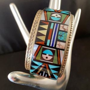Zuni inlaid bracelet by R & L Vacit